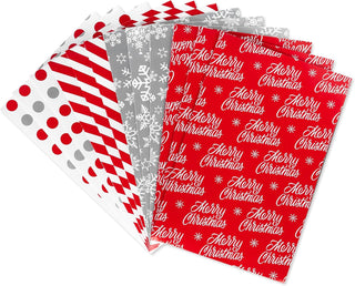 American Greetings Christmas Gift Boxes, Red, White and Silver Christmas Patterns (12-Boxes, 14.75 in. x 9.5 in.)