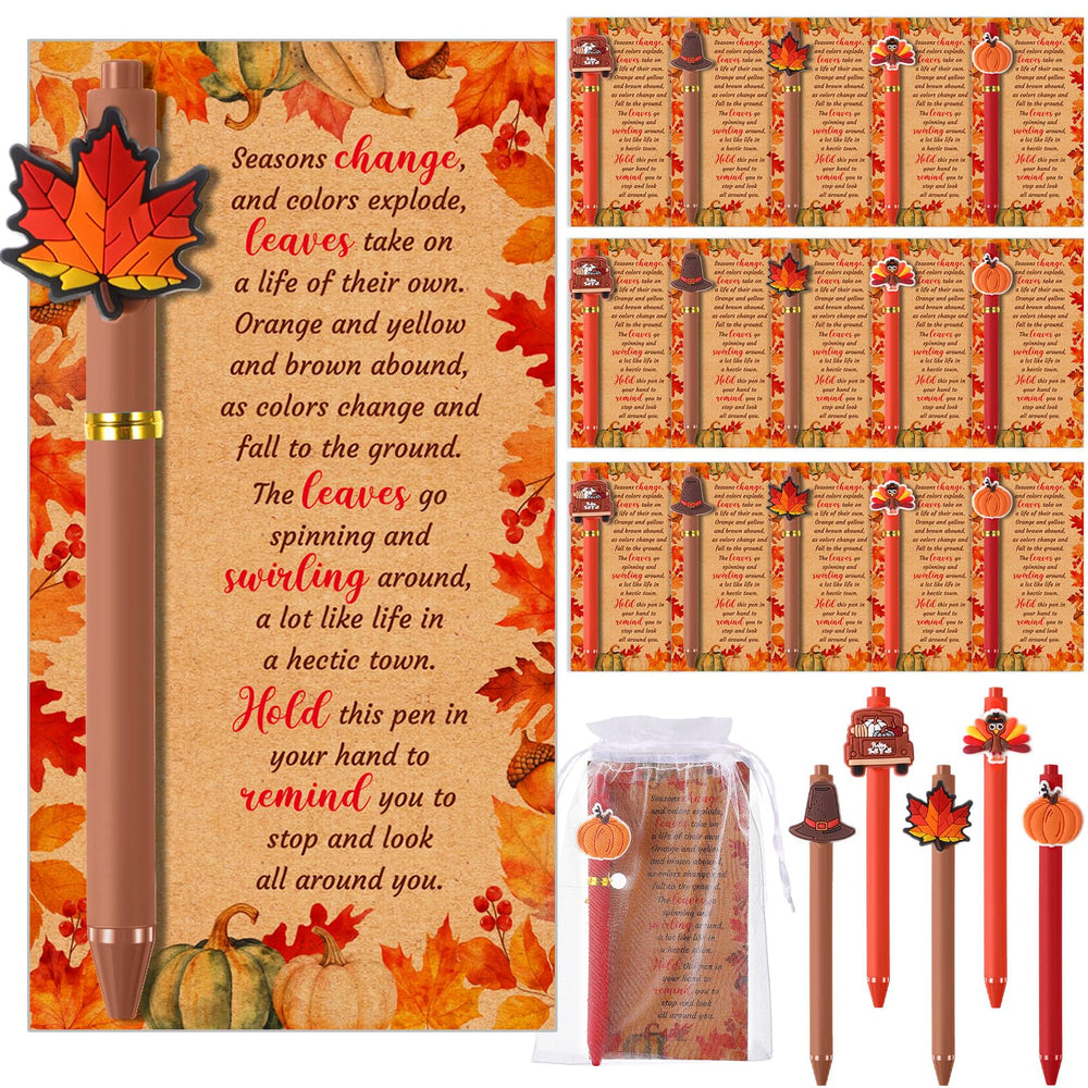 Marspark 30 Set Welcome Back to School Gifts Bulk Ballpoint Pens and Greeting Cards Set with Bags Twist Ties Composition First Day of School Gifts for Teacher Student Classroom Party Favors Supplies
