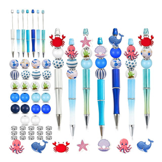 holoith 8 Set Butterfly Flower Beadable Pens Kit, Pen Making Kit with Beads and Refills, Black Ink Ballpoint Smooth Writing, Gift for Diy Present Students Teens Office Supplies