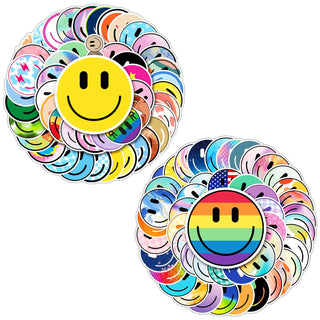 50PCS Smiling Stickers, Cute Water Bottle Stickers for Kids, for Teaching Rewards, Notebooks, Stationery, Luggage, Cartoon PVC Happy Stickers