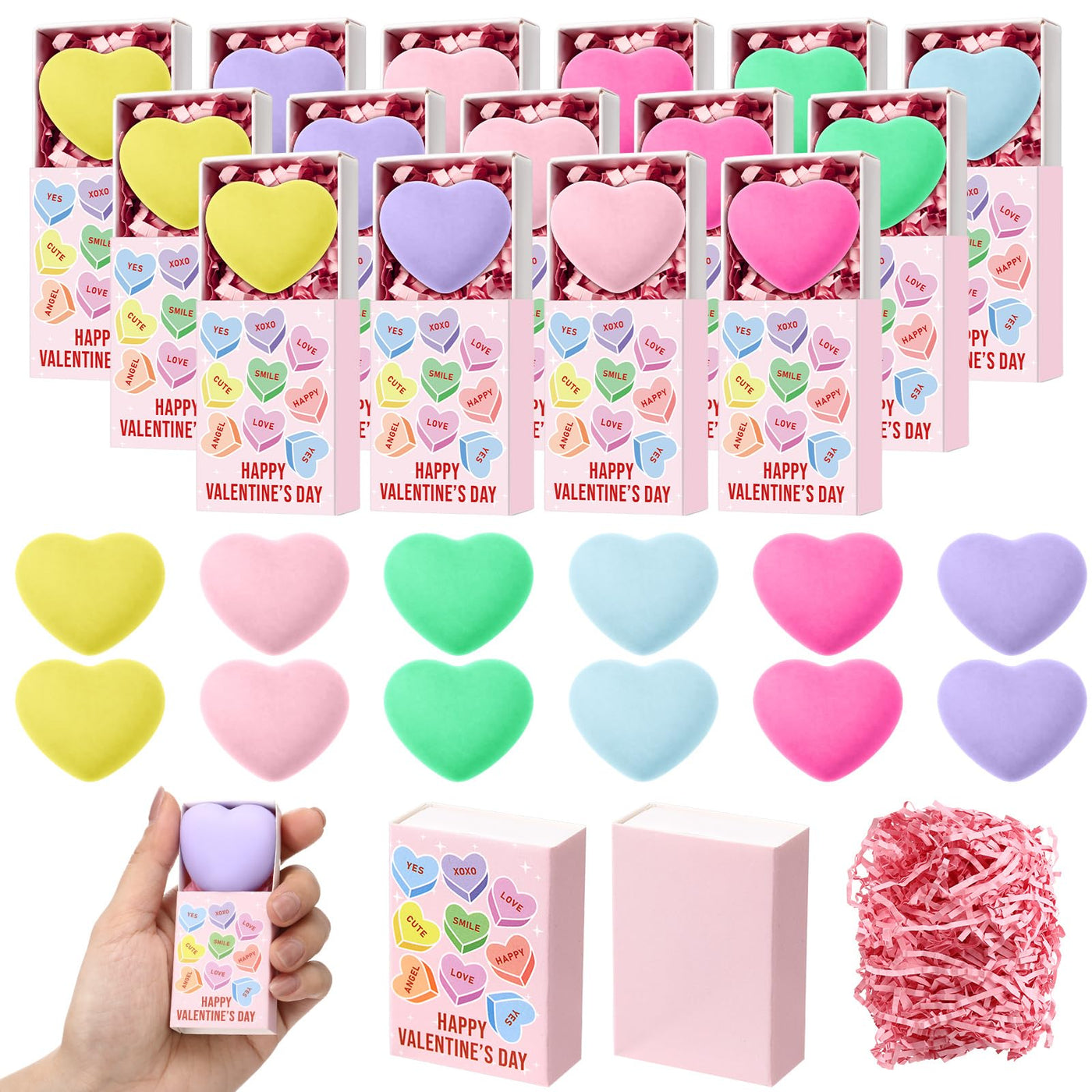 Wettarn 75 Sets Appreciation Gifts Cute Stress Balls with Support Boxes Bulk Party Favors for Employee Coworker Team Group Stuffers Office Prizes Positive Desk Decor