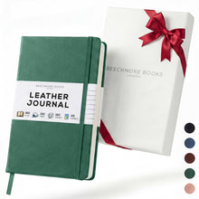 BEECHMORE BOOKS Premium Lined Leather Journal for Men & Women, 5" x 8" (A5) Thick 120gsm Ivory Cream Paper Notebook, Hardcover Vegan Leather Personal Diary, With Gift Box (Chestnut Brown)