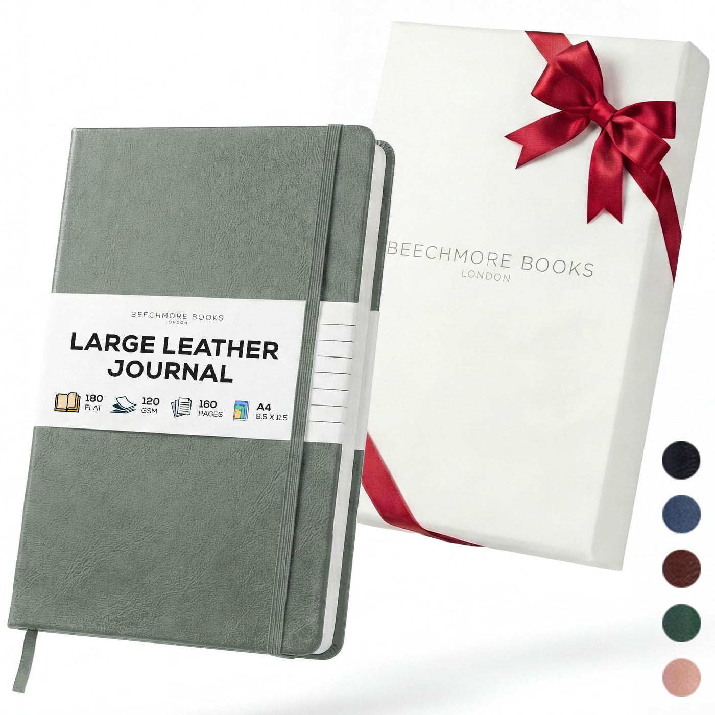 BEECHMORE BOOKS Premium Lined Leather Journal for Men & Women, 5" x 8" (A5) Thick 120gsm Ivory Cream Paper Notebook, Hardcover Vegan Leather Personal Diary, With Gift Box (Chestnut Brown)