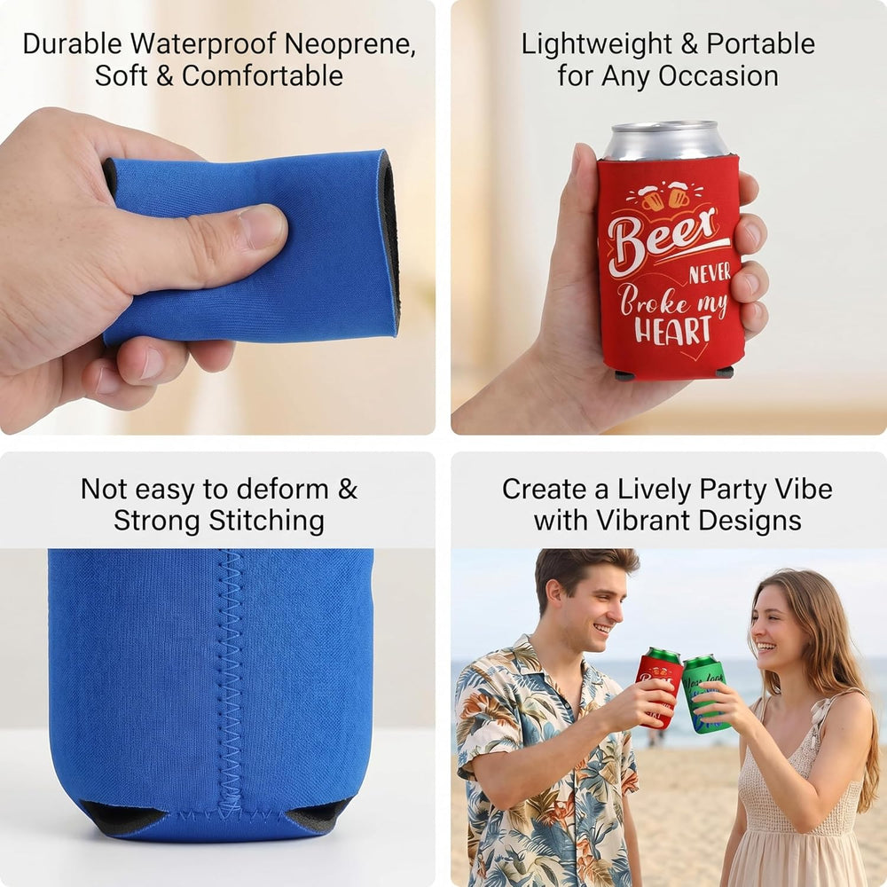 8 Pcs Insulated Neoprene Can Cooler Sleeves for Drink, Collapsible Beverages Drink Holders with Funny Quotes Beverage Cooler Sleeves Bulk for Soda Cans, Bottles, Bbqs, Party Favors (4.9 x 3.7 Inch)