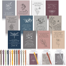 Mooliwe 24 Pcs Positive Affirmation Gift Set Gratitude Notebooks with Pens Small Bags Motivational Encouragement Notepads Daily Affirmations Journal for Women Stress Relief Self Care (Watercolor)