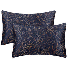 EXQ Home Silky Satin Pillowcase for Hair and Skin,Printed Pillow Cases Standard Size Set of 2 Satin Pillow Case 2 Pack with Envelope Closure(Ink Leaf, 20x26)