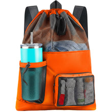 HOHOM Swim Mesh Beach Bag, Waterproof Gym Bags for Women and Men, Large Pool Bag Swimming Gear Drawstring Backpack