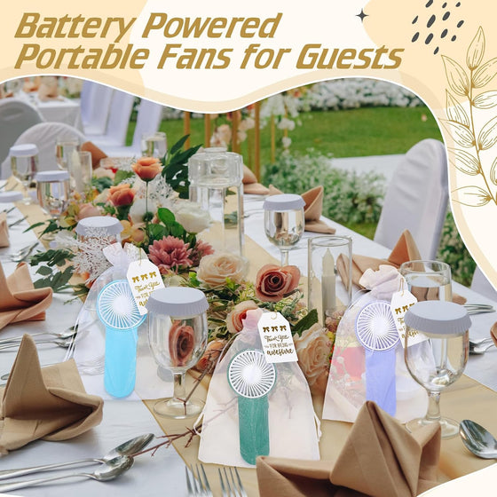 Sumind Mini Handheld Fans Bulk with Thanks Cards Bags Summer Wedding Favors Thank You Gifts Battery Powered Portable Fans Employee Appreciation Gifts for Coworker Staff Travel(Multicolor,24 Set) - hover image