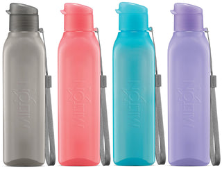 MILTON Sports Water Bottle Square Juice Box 4 Set 17 oz. Great for Juices Milk Smoothies Plastic Wide-Mouth Reusable Leak Proof Drink Bottle/Carton for School Bags Lunch Boxes Gym Flip Lid -BPA Free