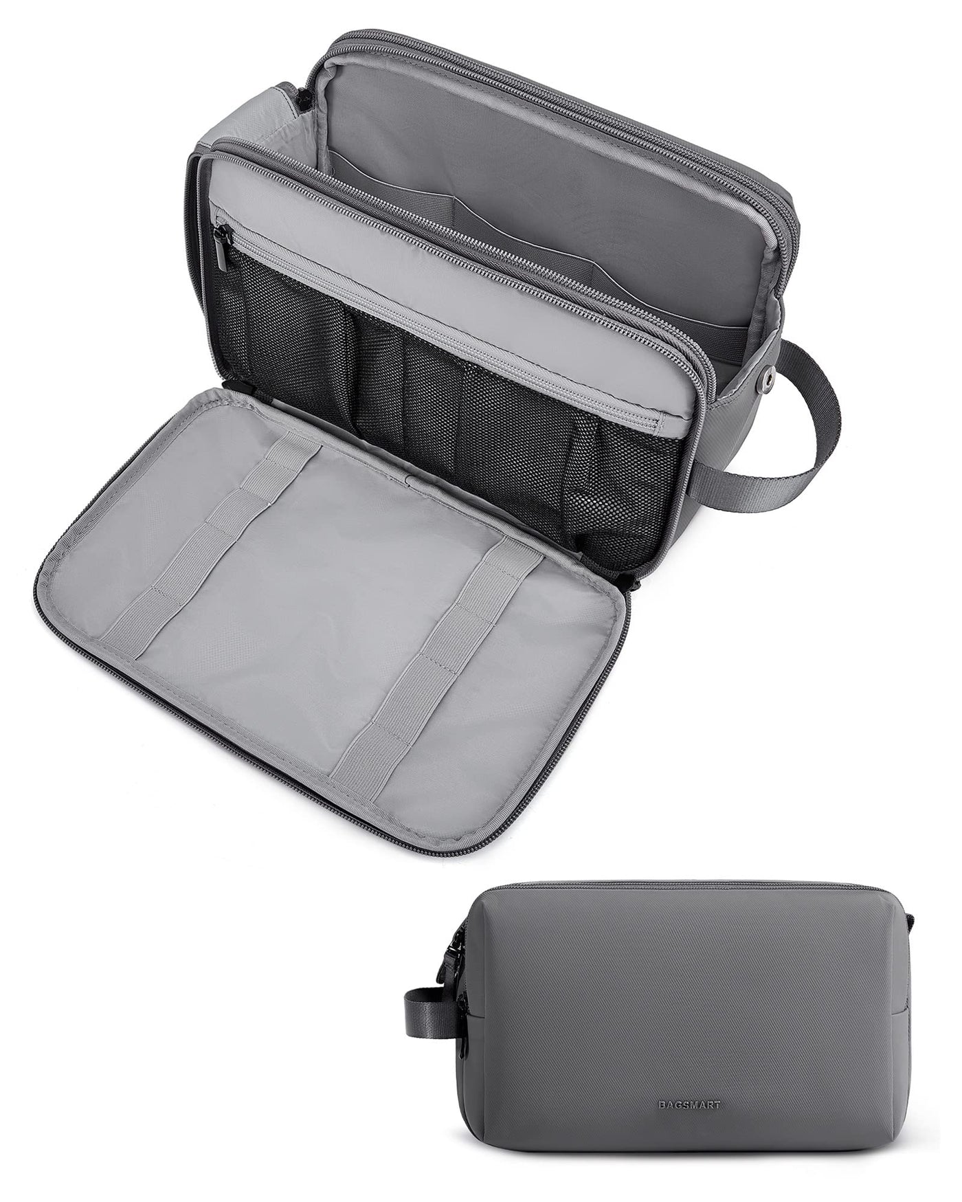 BAGSMART Toiletry Bag for Men, Travel Toiletry Organizer Dopp Kit Water-resistant Shaving Bag for Toiletries Accessories, Door Room Essentials, Black-medium