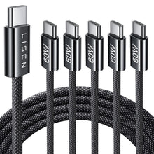 LISEN USB C to USB C Cable, 5-Pack [3.3/3.3/6.6/6.6/10FT] for iPhone 17 Charger Cord, 60W C to C Cable Fast Charging for iPad, iPhone 16 15 Pro Max, Galaxy S25/S24 USBC to USBC Cable Gifts for Men