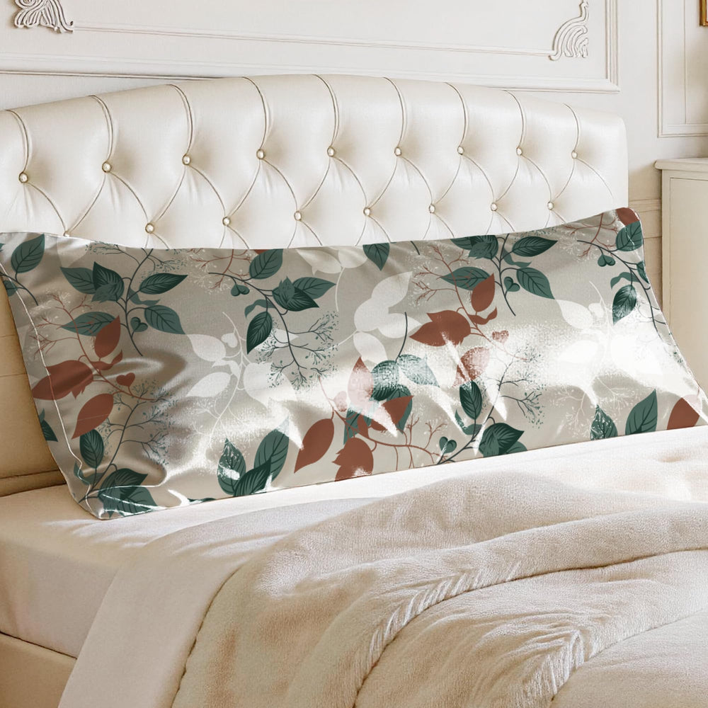 EXQ Home Silky Satin Pillowcase for Hair and Skin,Printed Pillow Cases Standard Size Set of 2 Satin Pillow Case 2 Pack with Envelope Closure(Ink Leaf, 20x26)