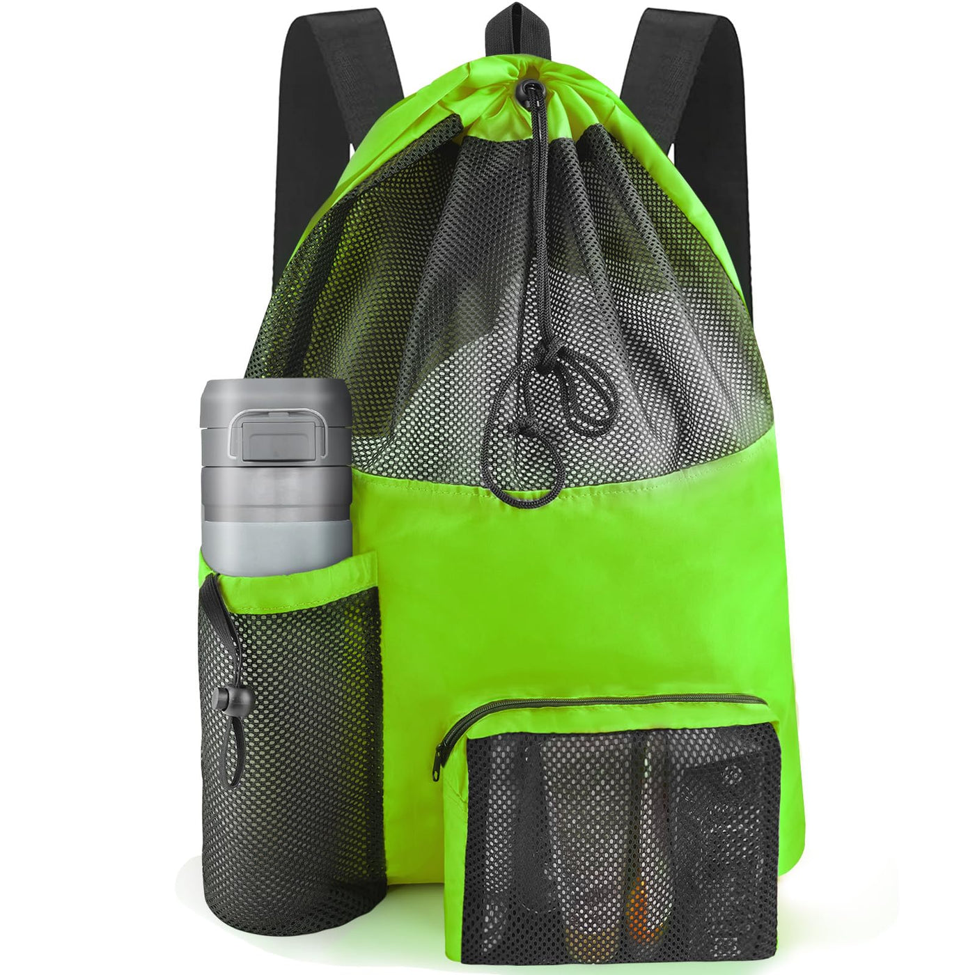 HOHOM Swim Mesh Beach Bag, Waterproof Gym Bags for Women and Men, Large Pool Bag Swimming Gear Drawstring Backpack