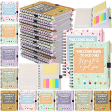 Dunzoom 40 Pcs Welcome Back to School Gifts Bulk Spiral Notebooks with Sticky Notes Motivational Pens First Day of School Notepads Party Favor for Teacher Student Classroom(Terrazzo Tones,Multicolor)