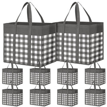 WOWBOX Reusable Grocery Bags,4-Pack, Foldable Reusable Shopping Tote Bags bulk with Reinforced Handles,Large Storage Bags with Water Resistant Coating for Groceries,Multipurpose,Black-White