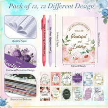 Mooliwe 24 Pcs Positive Affirmation Gift Set Gratitude Notebooks with Pens Small Bags Motivational Encouragement Notepads Daily Affirmations Journal for Women Stress Relief Self Care (Watercolor)