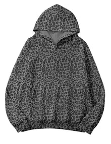 Lauweion Women Solid Basic Fleece Letter Loose Hoodie Sweatshirt Long Sleeve Kangaroo Pocket Drop Shoulder Pullovers Top