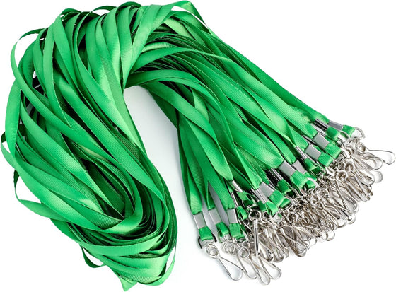 LOCONHA 50 Pack Green lanyards Lanyards for Id Badges Lanyards Safety Badge Lanyard 18" with Swivel Hook (50, Green)