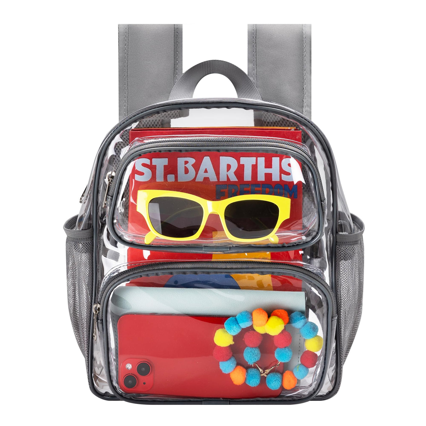 MAY TREE Clear Backpack Stadium Approved for Women and Men, Clear Bag for Stadium Events, Transparent bag for Concert Sporting Festival, Black