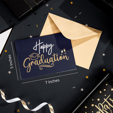 Paper Play Elegant Graduation Card with Pre-Printed Message – Navy Blue & Gold Foil Design – Inspirational Greeting Card for Graduates – Perfect for High School, College, University