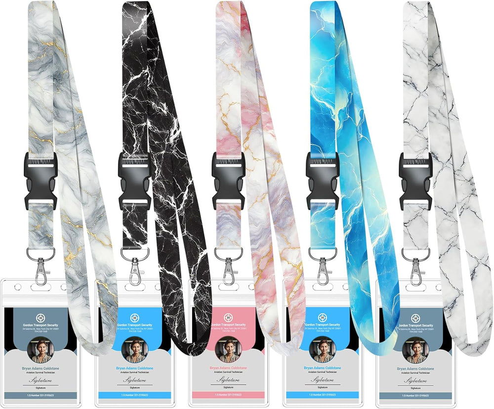 Avorast 5 Pack Cruise Lanyard for Ship Cards with Marble Pattern Cute Cruise Ship Lanyards with Waterproof ID Badge Holders for Keys, Cards Cruise Essentials for All Cruise Ships 2026, Mixed