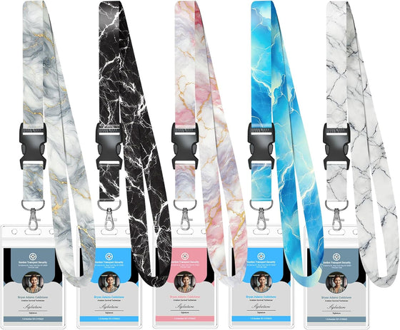 Avorast 5 Pack Cruise Lanyard for Ship Cards with Marble Pattern Cute Cruise Ship Lanyards with Waterproof ID Badge Holders for Keys, Cards Cruise Essentials for All Cruise Ships 2026, Mixed