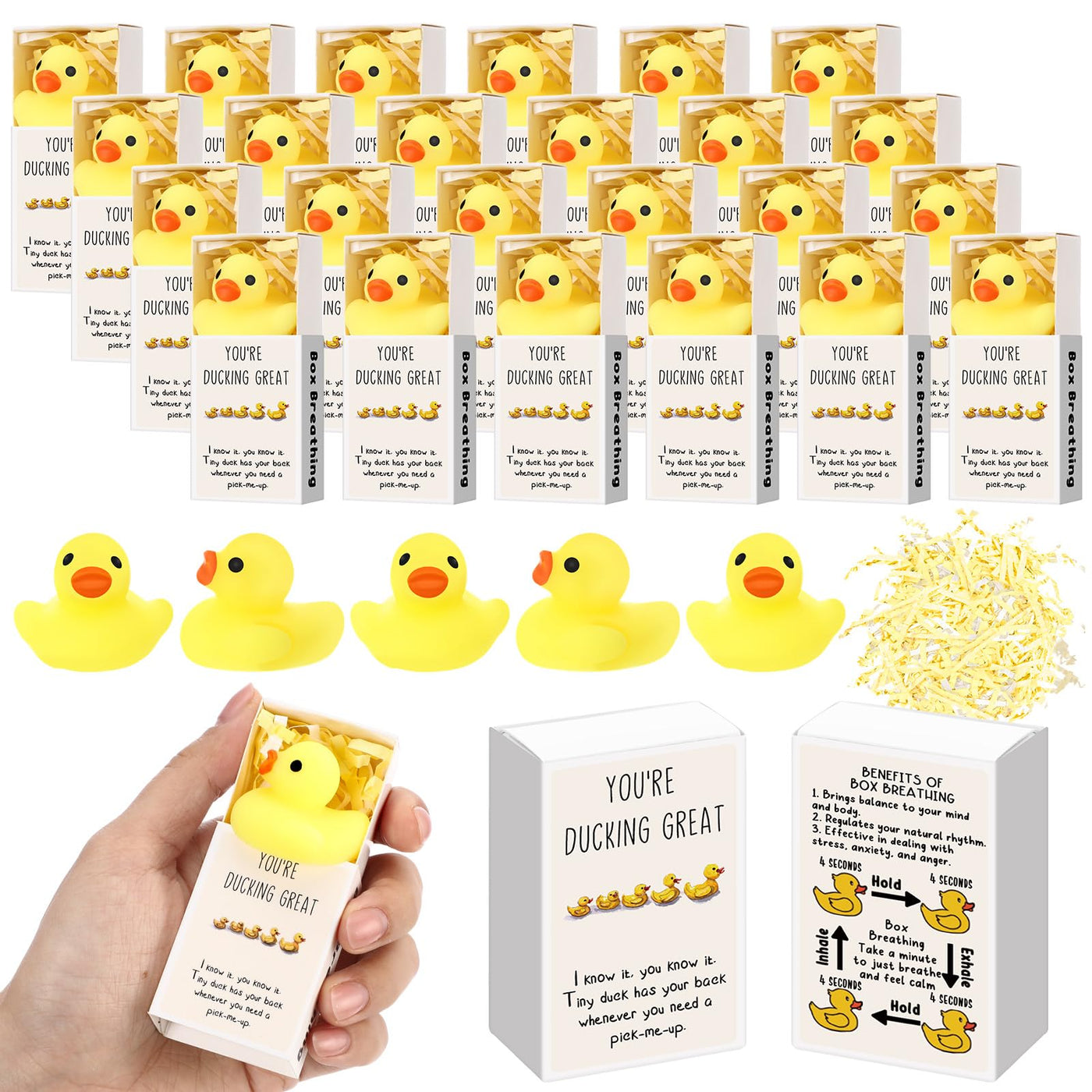Wettarn 75 Sets Appreciation Gifts Cute Stress Balls with Support Boxes Bulk Party Favors for Employee Coworker Team Group Stuffers Office Prizes Positive Desk Decor