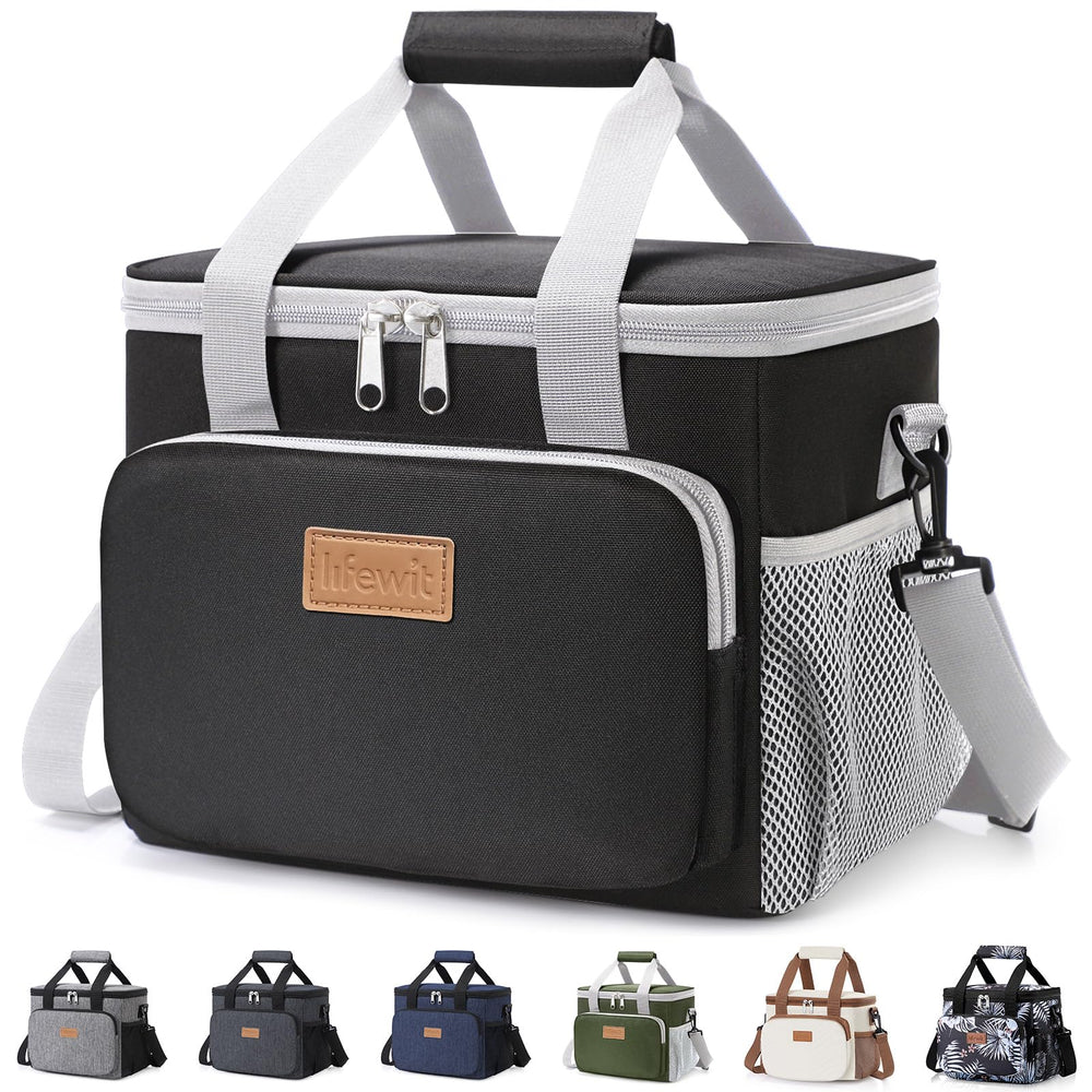 Lifewit Medium Lunch Bag, Insulated Lunch Box, Soft Cooler Cooling Tote for Adult Men Women, Black 12-Can (9L)