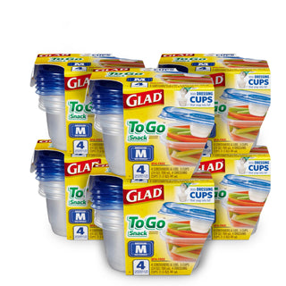 Glad GladWare Medium Rectangle Food Storage Containers with Lids, BPA Free Plastic for Soups Salads and Meal Prep, Airtight Leak Resistant, Microwave Dishwasher Freezer Safe, 24 Oz, 5 Count