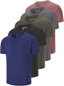 5 Pack Men's Dry Fit T Shirts Athletic Running Gym Workout Short Sleeve Tee Shirts for Men