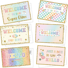 Gilprop 60 Pcs Pastel Checkerboard Welcome Postcards 4 x 6 Inches Hello Postcards Welcome Back to School Cards Welcome to Class Post Cards Blank Postcards for Kids Adults Teacher Students Team