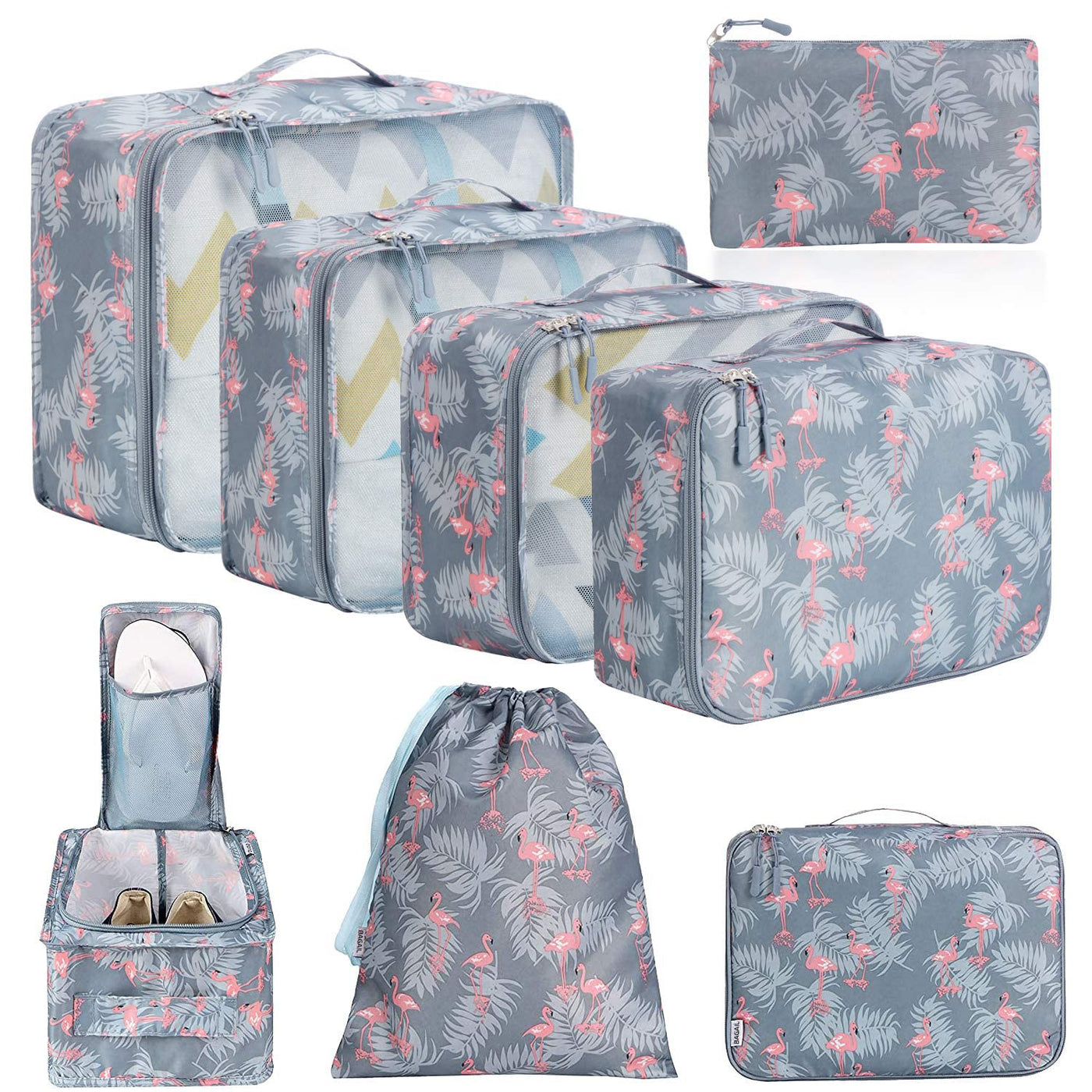 BAGAIL 8 Set Packing Cubes Luggage Packing Organizers for Travel Accessories-Blush Pink