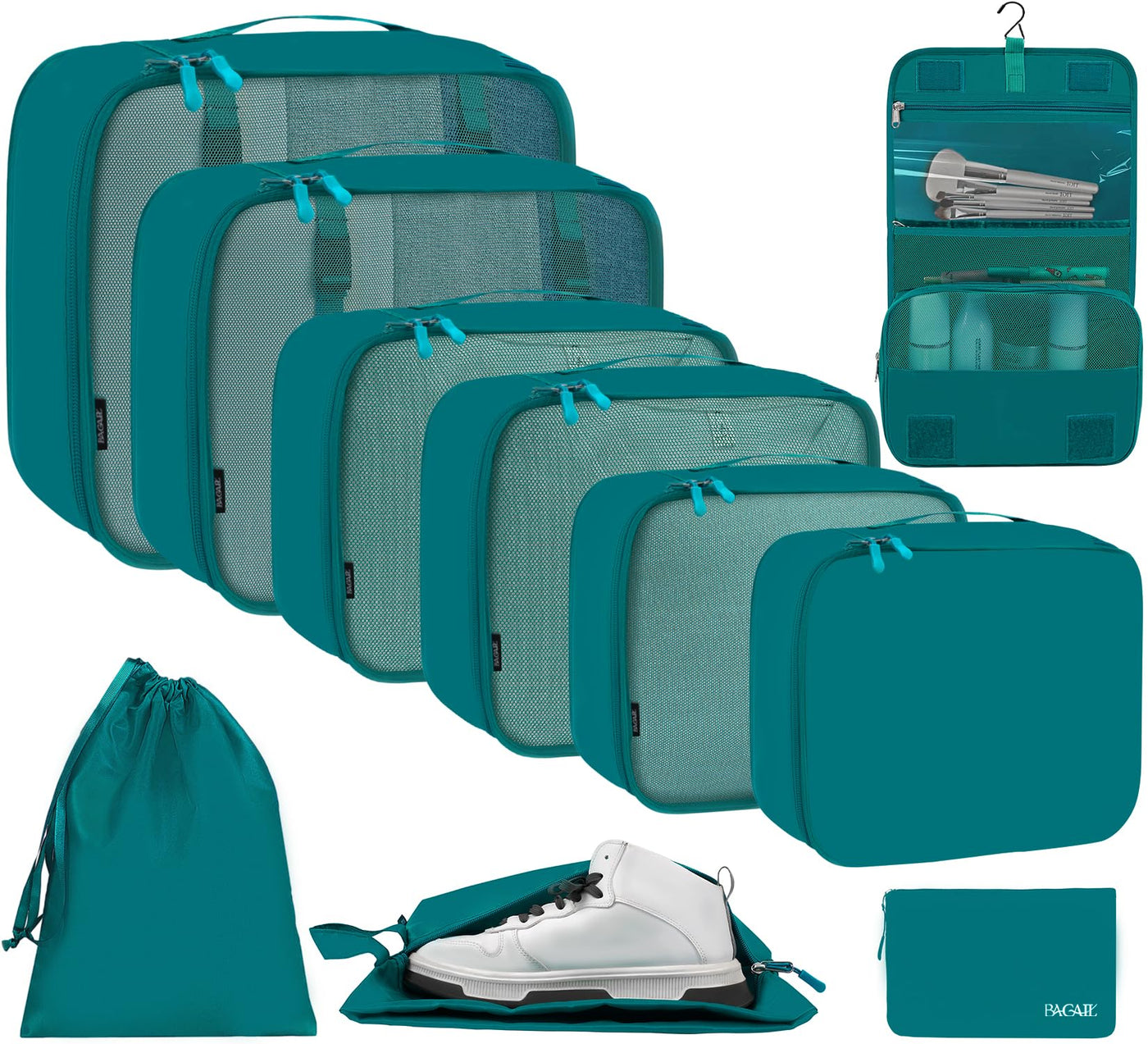 BAGAIL 6 Set/8 Set/10 Set Packing Cubes Various Sizes Packing Organizer for Travel Accessories Luggage Carry On Suitcase