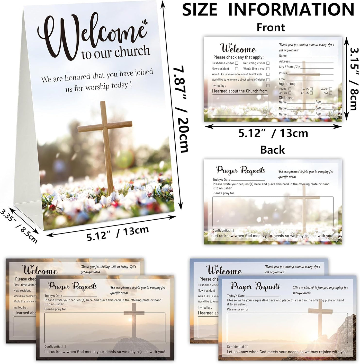 151Pcs Church Visitor Cards Set Welcome Prayer Request Cardstock with Tent Sign for Greeting Religious Occasions