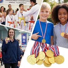12PCS Gold Medals for Kids, Medals for Awards Plastic Winner Award Medals - Gold Medals for Awards for Sports/Competition/Talent Show/Spelling Bee, Party Favors Gifts & Star Medals for Kids/Winners