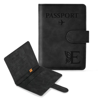COSHAYSOO Purple Passport Cover Holder and Initial Luggage Tag Set TSA Approved with Personalized Monogram Chenille Letter Patch for Women Teen Girls, Cute Travel Bag Suitcase Identifier (A)