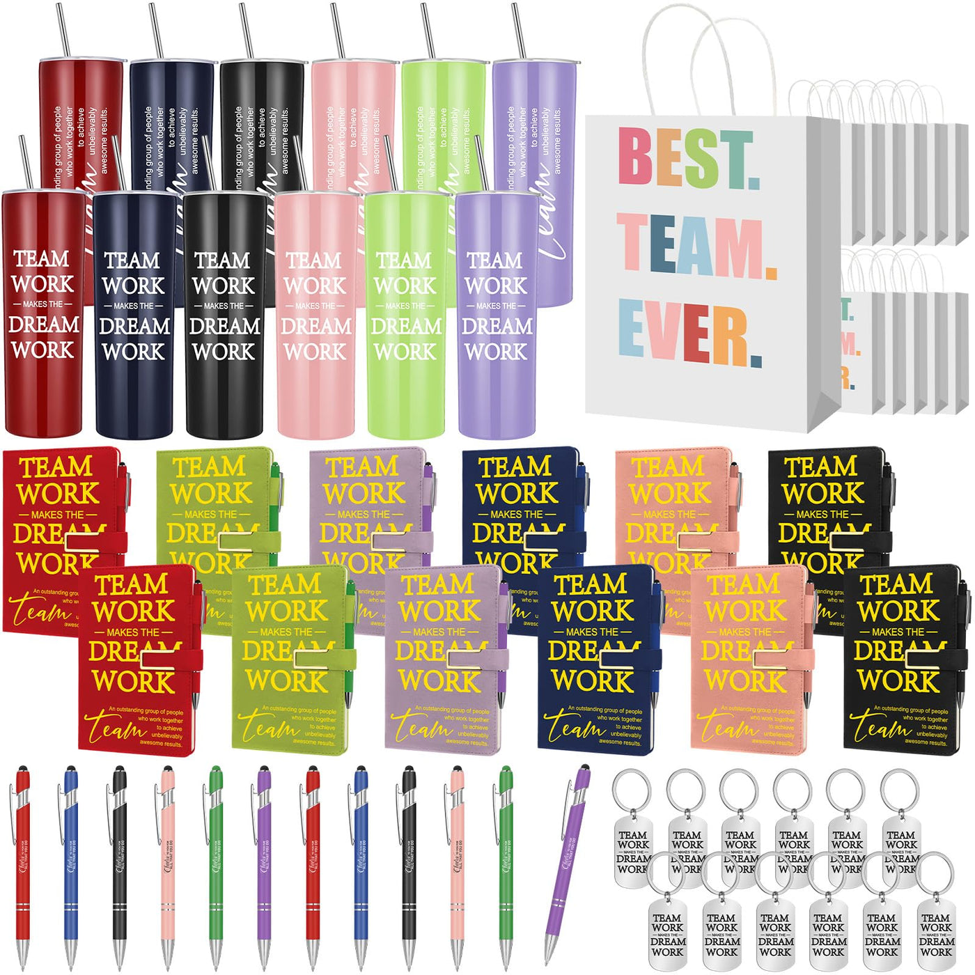 Patelai 30 Pack Employee Appreciation Gifts Bulk, Team Gifts with Tumbler Notebook Pen Keychain Bags, Staff Inspirational Thank You Set for Coworker Office Team Building Corporate Teacher Nurse