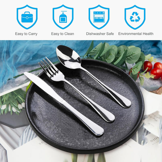 Travel Utensils With Case, Stainless Steel Reusable Portable Utensils Set With Case, Lengnoyp Travel Silverware Set - hover image