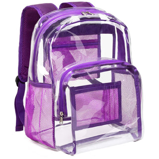 Vorspack Clear Backpack Heavy Duty PVC Transparent Backpack with Reinforced Strap Stitches & Large Capacity for College Workplace Security - Black