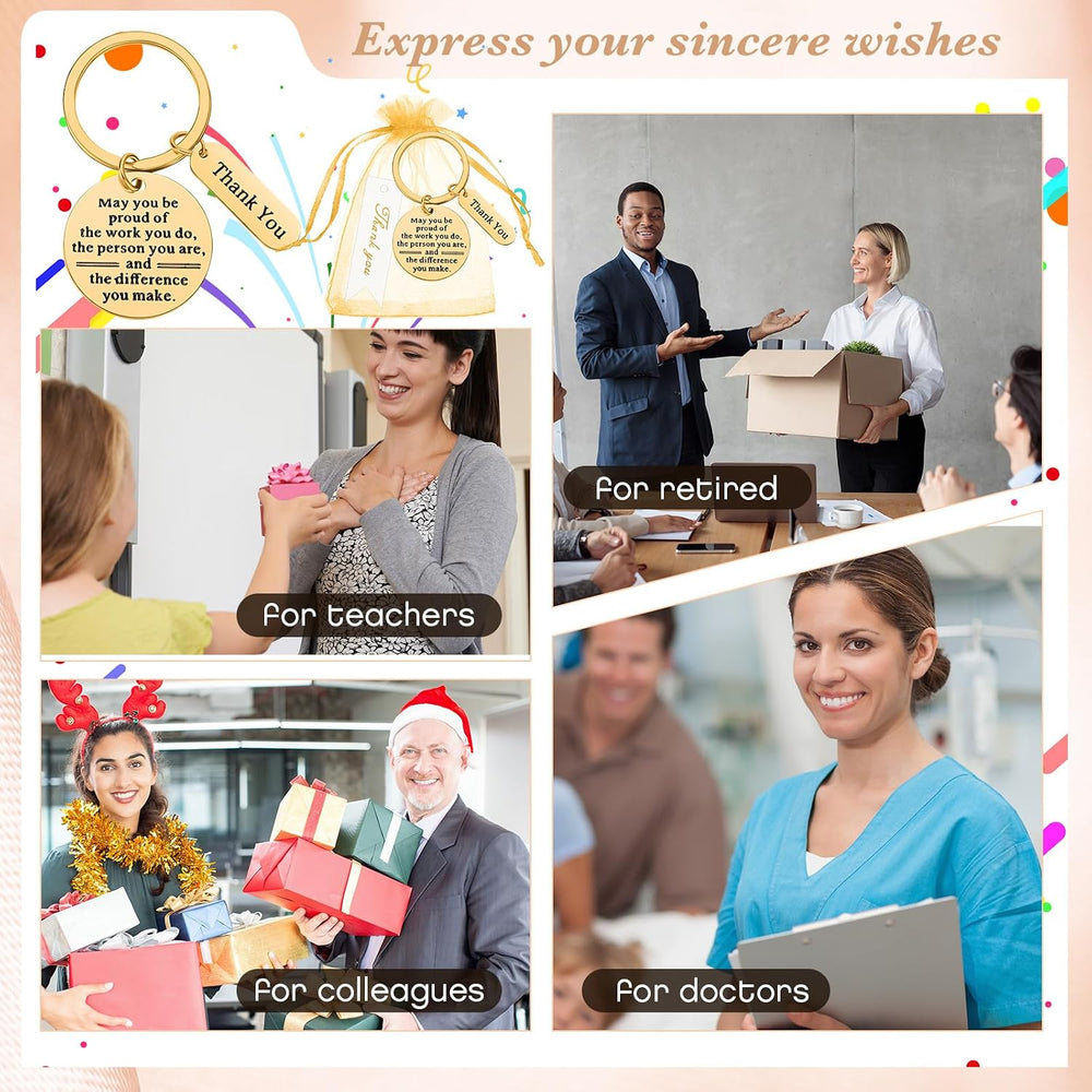 Yinkin 72 Pcs Employee Appreciation Gifts Bulk Staff Thank You Gifts Organza Bags with Cards for Coworkers Graduation Favors