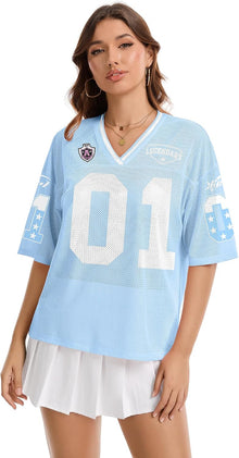 Jersey Shirts for Women Y2K Graphic Tees Oversized Streetwear Rave Concert Outfits