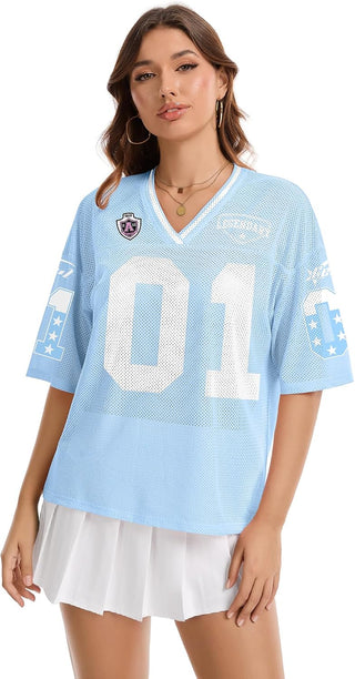 Jersey Shirts for Women Y2K Graphic Tees Oversized Streetwear Rave Concert Outfits