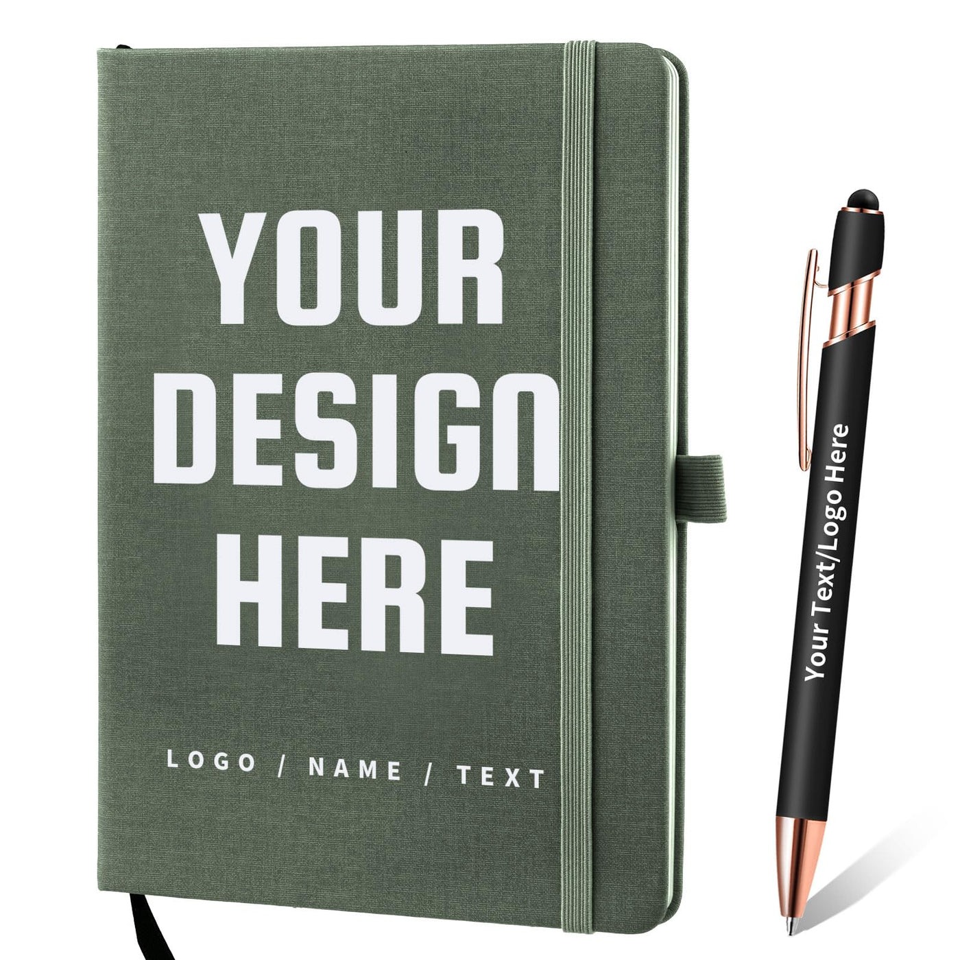 Personalized Notebook and Pen, Custom Notebooks Cover with Logo/Text/Image, Customizable A5 & A6 Leather Notebook, Lined Journals Present for Business Students Teacher (200 Lined Pages)