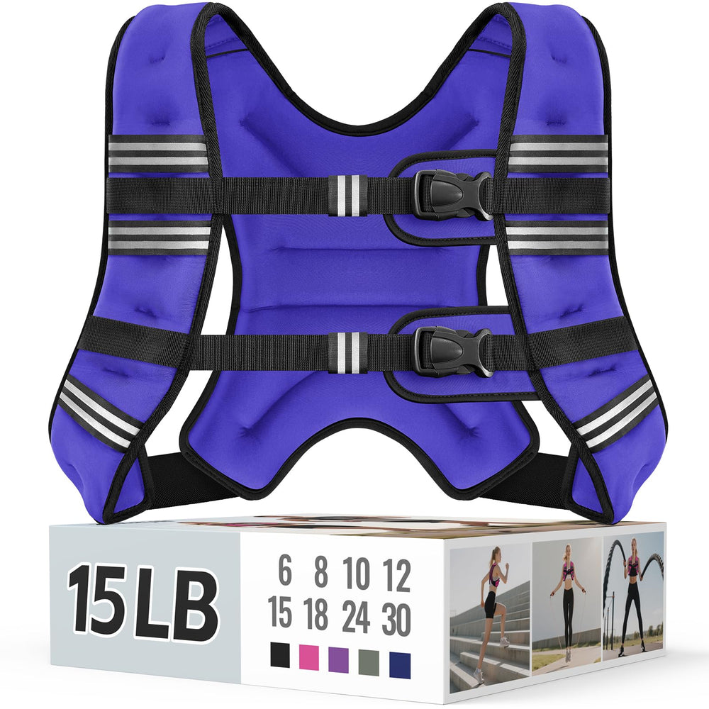 Zeerun Weighted Vest, 6lb/8lb/10lb/12lb/15lb/18lb/20lb/24lb/30lb for Men Women, Reflective Stripe Adjustable Buckle, Comfortable Durable Rucking Vest for Walking Running Strength Training
