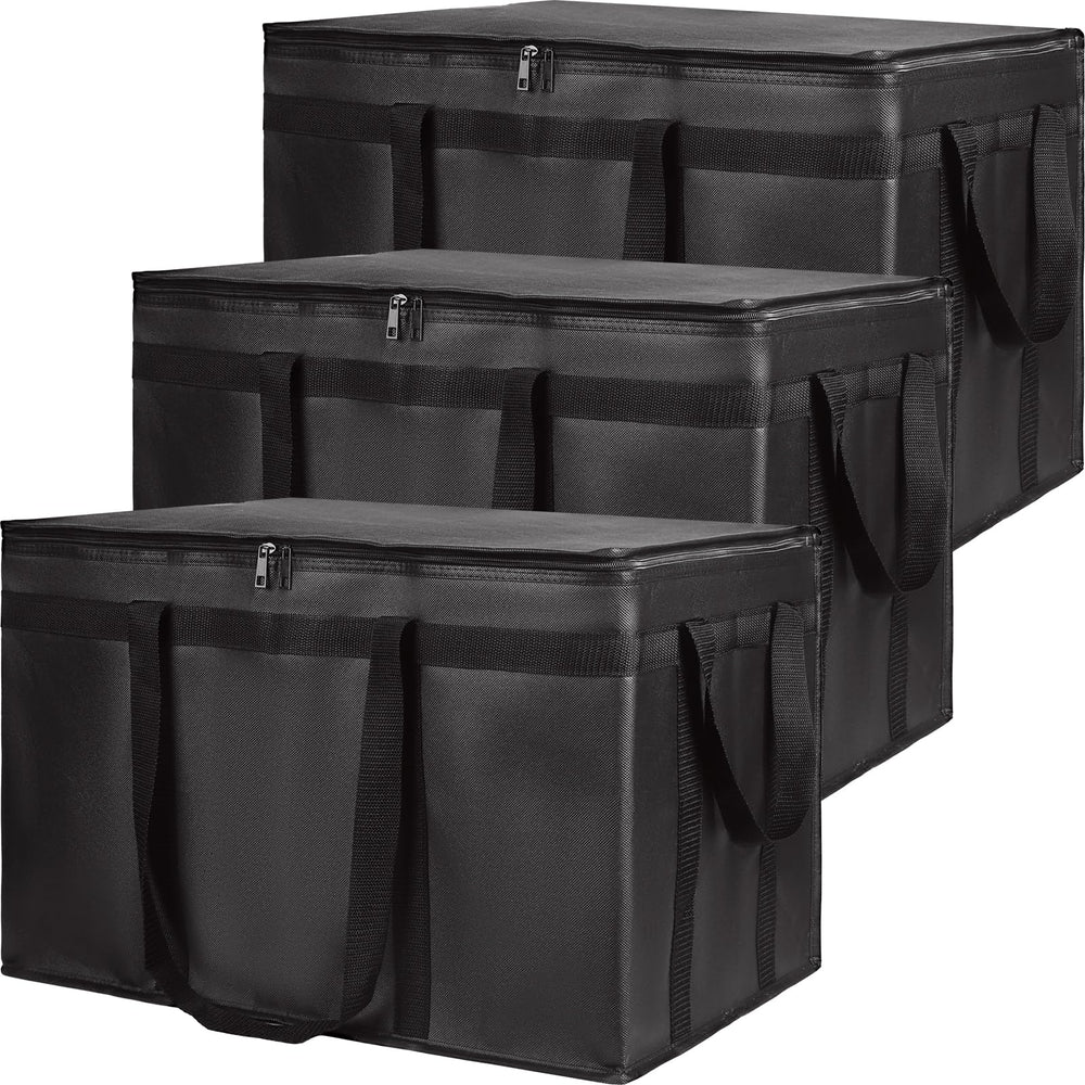 Insulated Food Delivery Bag, XXXL Insulated Reusable Grocery Cooler/Hot Bags, Tote Bag for Shopping/Travel/Doordash, Catering Bag Doordash 22x14x13, Black, 1-Pack