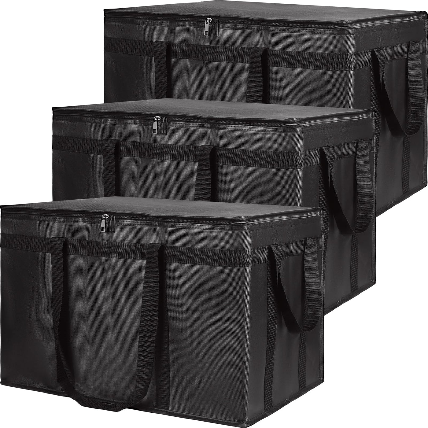 Insulated Food Delivery Bag, XXXL Insulated Reusable Grocery Cooler/Hot Bags, Tote Bag for Shopping/Travel/Doordash, Catering Bag Doordash 22x14x13, Black, 1-Pack