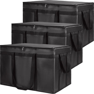 Insulated Food Delivery Bag, XXXL Insulated Reusable Grocery Cooler/Hot Bags, Tote Bag for Shopping/Travel/Doordash, Catering Bag Doordash 22x14x13, Black, 1-Pack
