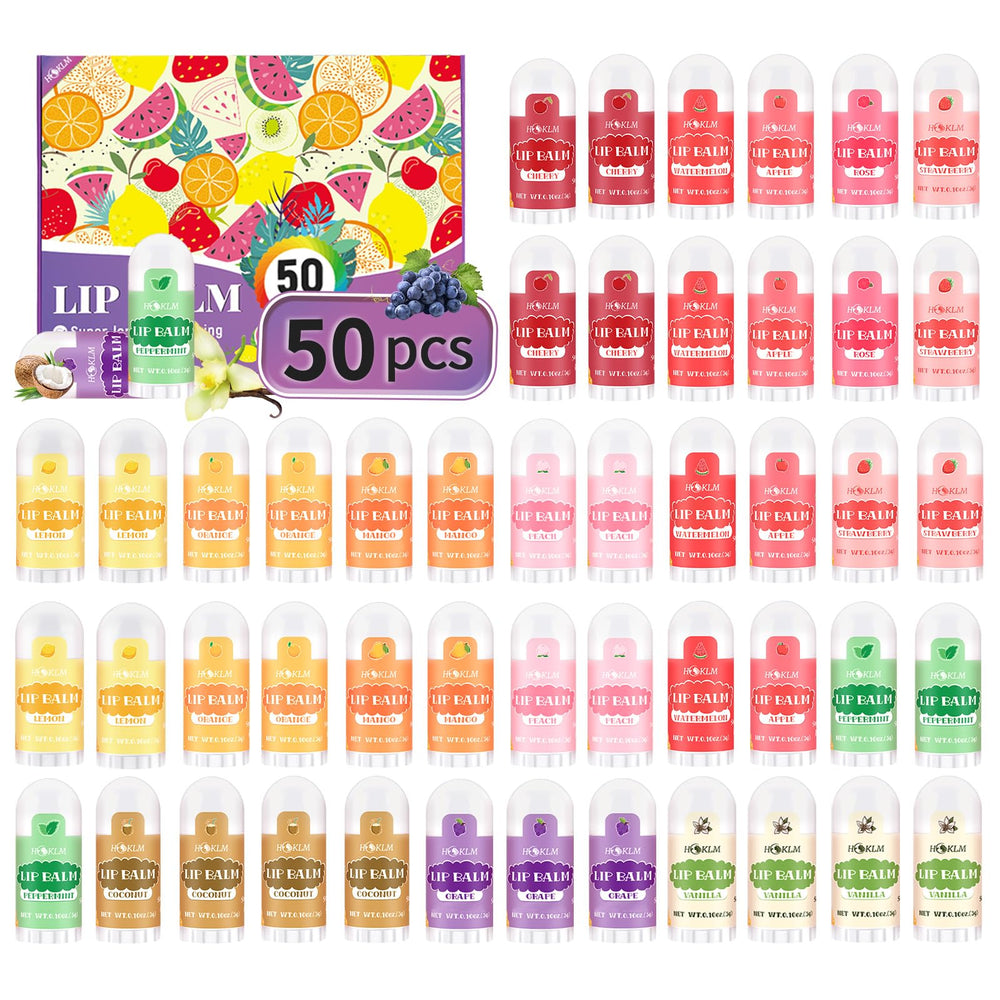 Mini Lip Balm 25 Pack, Natural Lip Balms with Vitamin E and Coconut Oil. Moisturizes for Dry Lips, Perfect for Christmas Gifts, Party Favors, Gift Bags and Small Gifts-13 Flavors