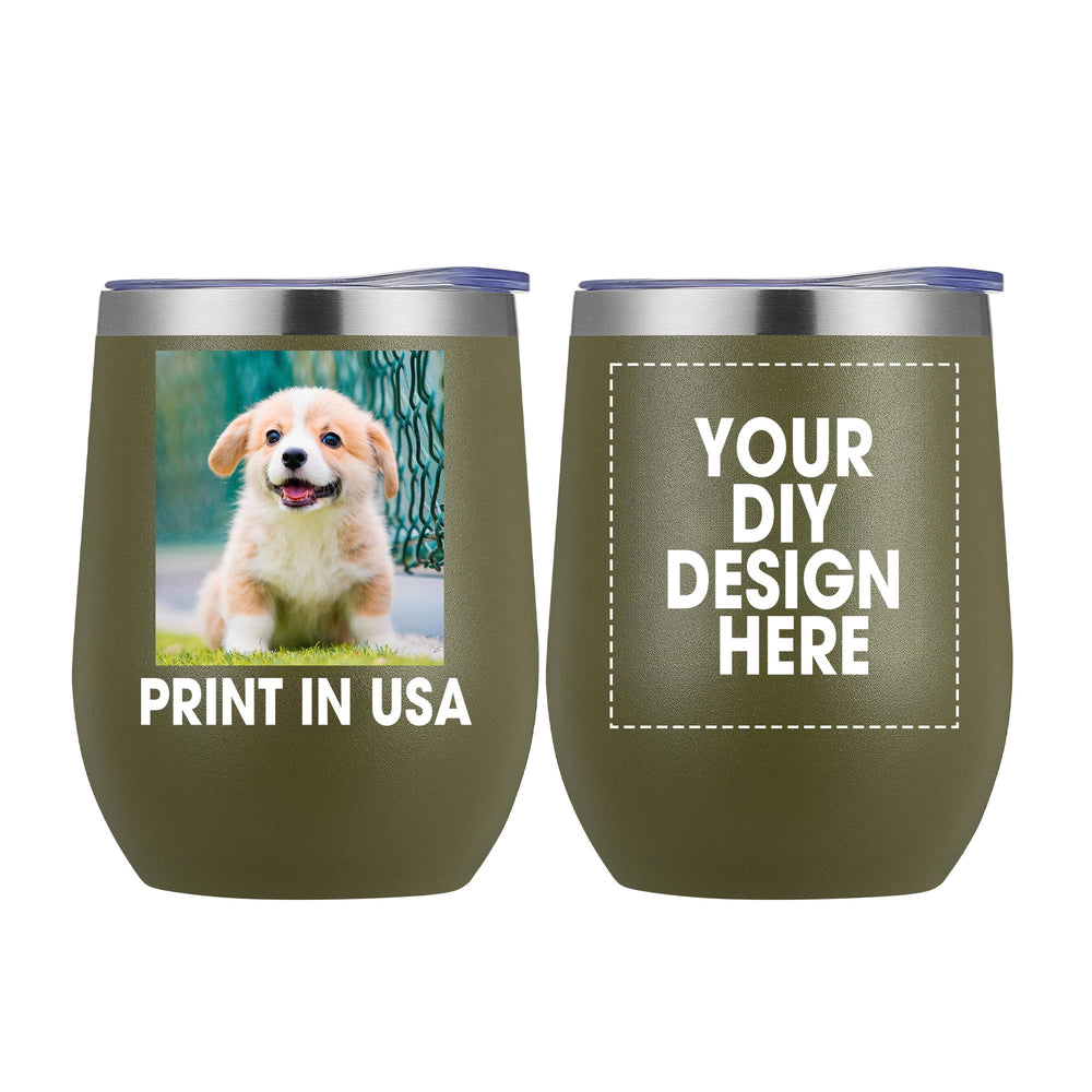 Personalized Wine Tumbler Glasses Print in USA Stainless Steel Travel Customized Coffee Cup with Lid & Straw Double Wall Insulated Mug with Colorful Text Logo Photo