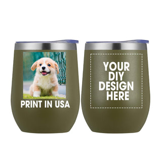 Personalized Wine Tumbler Glasses Print in USA Stainless Steel Travel Customized Coffee Cup with Lid & Straw Double Wall Insulated Mug with Colorful Text Logo Photo